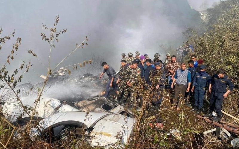 'Plane with 72 people on board crashes in Nepal'